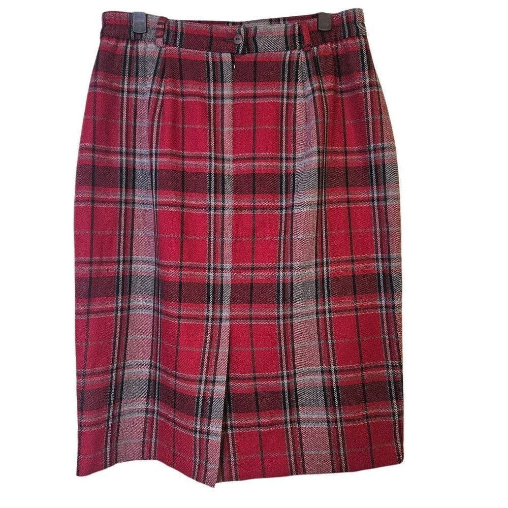 Nygard Collections wool blend red/grey plaid skirt. Size 12. - Picture 3 of 6